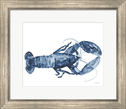 Framed Beach House Kitchen Blue Lobster White Print