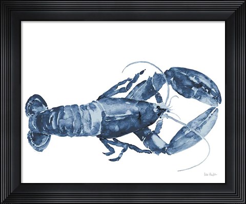 Framed Beach House Kitchen Blue Lobster White Print