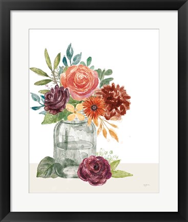 Framed Flower Fest VI Green Jar Print