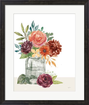 Framed Flower Fest VI Green Jar Print
