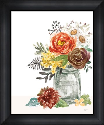 Framed Flower Fest V Green Jar Print