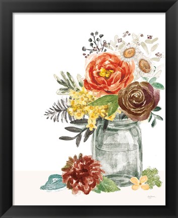 Framed Flower Fest V Green Jar Print