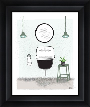 Framed Sage Bath II Print