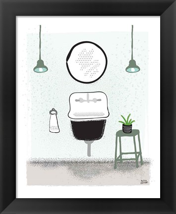 Framed Sage Bath II Print