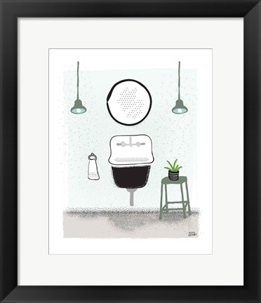 Framed Sage Bath II Print