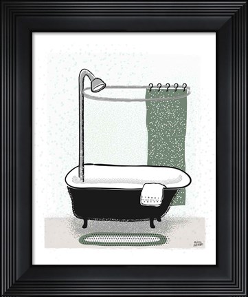 Framed Sage Bath I Print