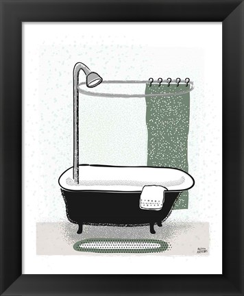 Framed Sage Bath I Print