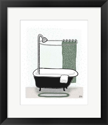 Framed Sage Bath I Print