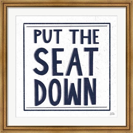 Framed Put the Seat Down Navy Print