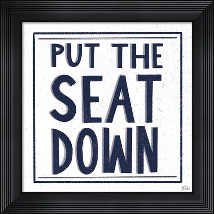 Framed Put the Seat Down Navy Print