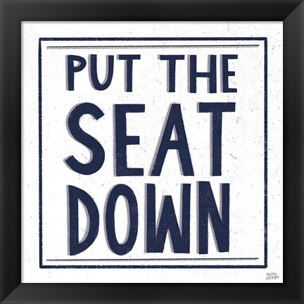 Framed Put the Seat Down Navy Print