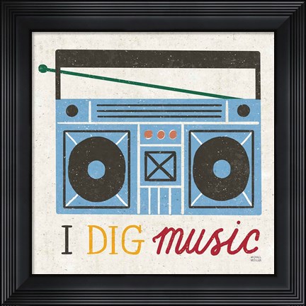 Framed Retro Desktop Boom Box v2 Print