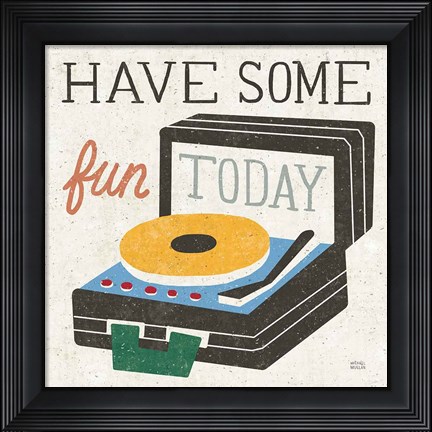 Framed Retro Desktop Record Player v2 Print