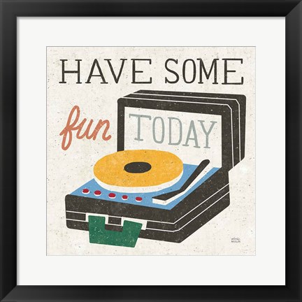 Framed Retro Desktop Record Player v2 Print