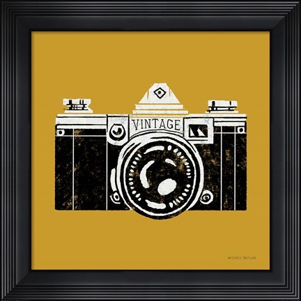 Framed Vintage Camera Yellow Print
