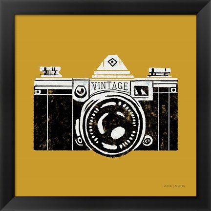 Framed Vintage Camera Yellow Print