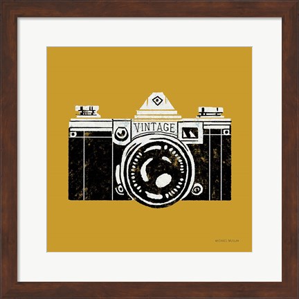 Framed Vintage Camera Yellow Print