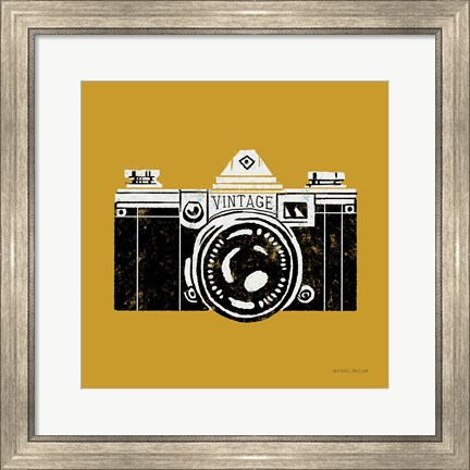 Framed Vintage Camera Yellow Print