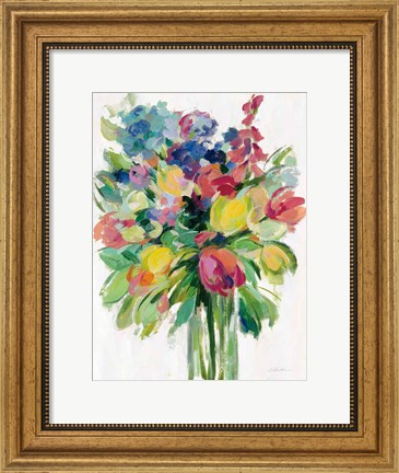 Framed Earthy Colors Bouquet II White Print