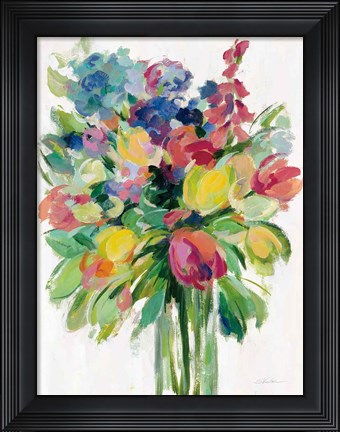Framed Earthy Colors Bouquet II White Print