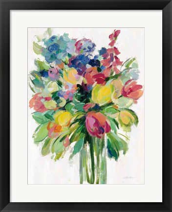 Framed Earthy Colors Bouquet II White Print