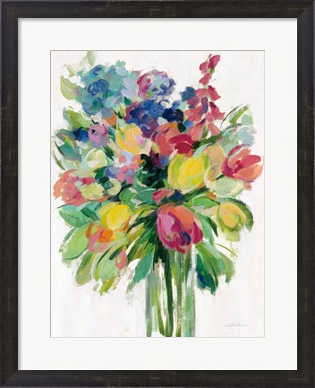 Framed Earthy Colors Bouquet II White Print