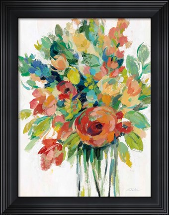 Framed Earthy Colors Bouquet I White Print