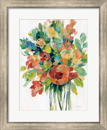 Framed Earthy Colors Bouquet I White Print