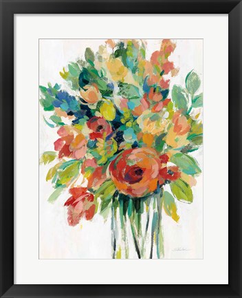 Framed Earthy Colors Bouquet I White Print