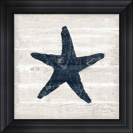 Framed Driftwood Coast V Blue Print