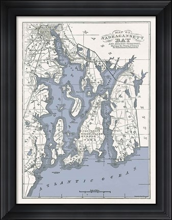 Framed Narragansett Bay Map II Print