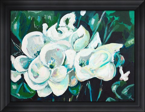 Framed Green into White Orchids Print