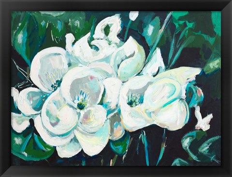 Framed Green into White Orchids Print