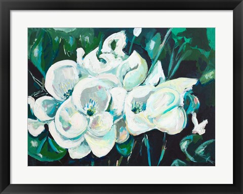 Framed Green into White Orchids Print