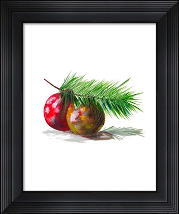 Framed Christmas Bulb on Pine Print