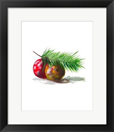 Framed Christmas Bulb on Pine Print