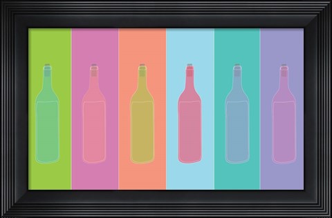 Framed Colorful Mod Wine Bottles Print