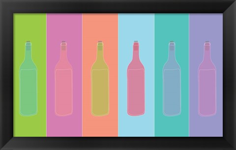 Framed Colorful Mod Wine Bottles Print