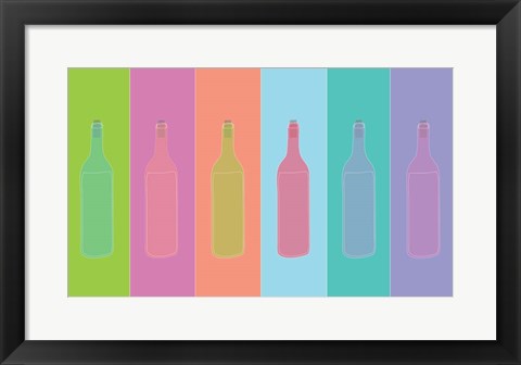 Framed Colorful Mod Wine Bottles Print