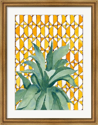 Framed Yellow Tile Agave Print