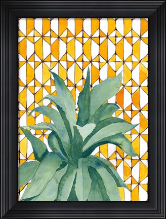 Framed Yellow Tile Agave Print