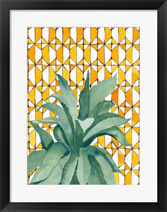 Framed Yellow Tile Agave Print