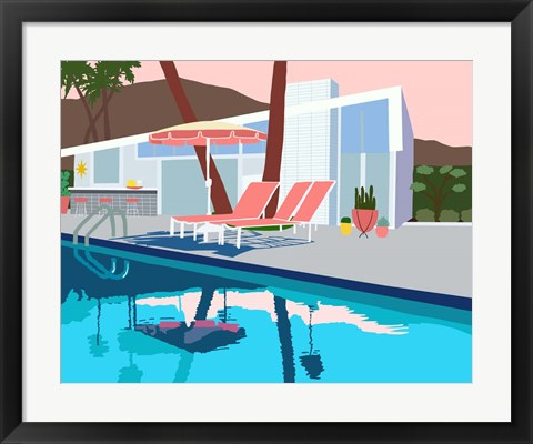 Framed Pool Lounge I Print