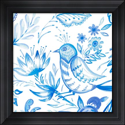 Framed Birds in Blue II Print
