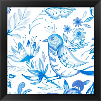 Framed Birds in Blue II Print