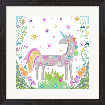 Framed Unicorn Forest II Print