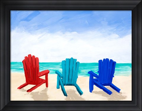 Framed Beach Chair Trio Print