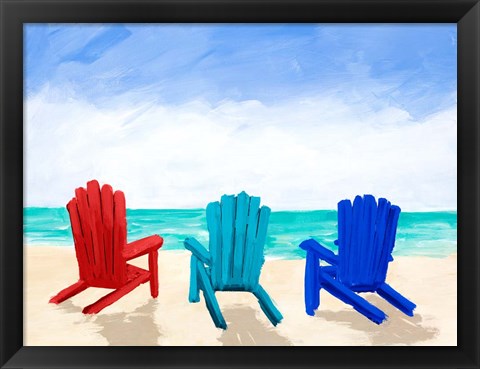 Framed Beach Chair Trio Print