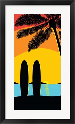 Framed Sunset Surf Panel Print