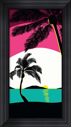 Framed Pink Sunset Surf Panel Print